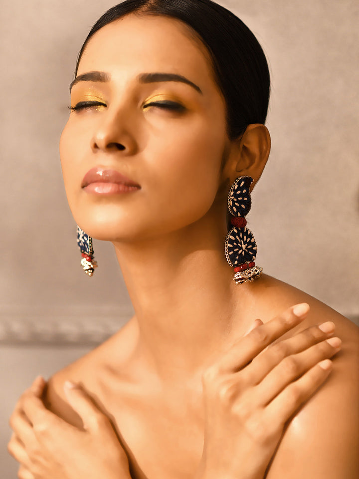 ZERESOUQ-Nea-Zoi-Indigo-Paisley-Embroidered-Fabric-Earring