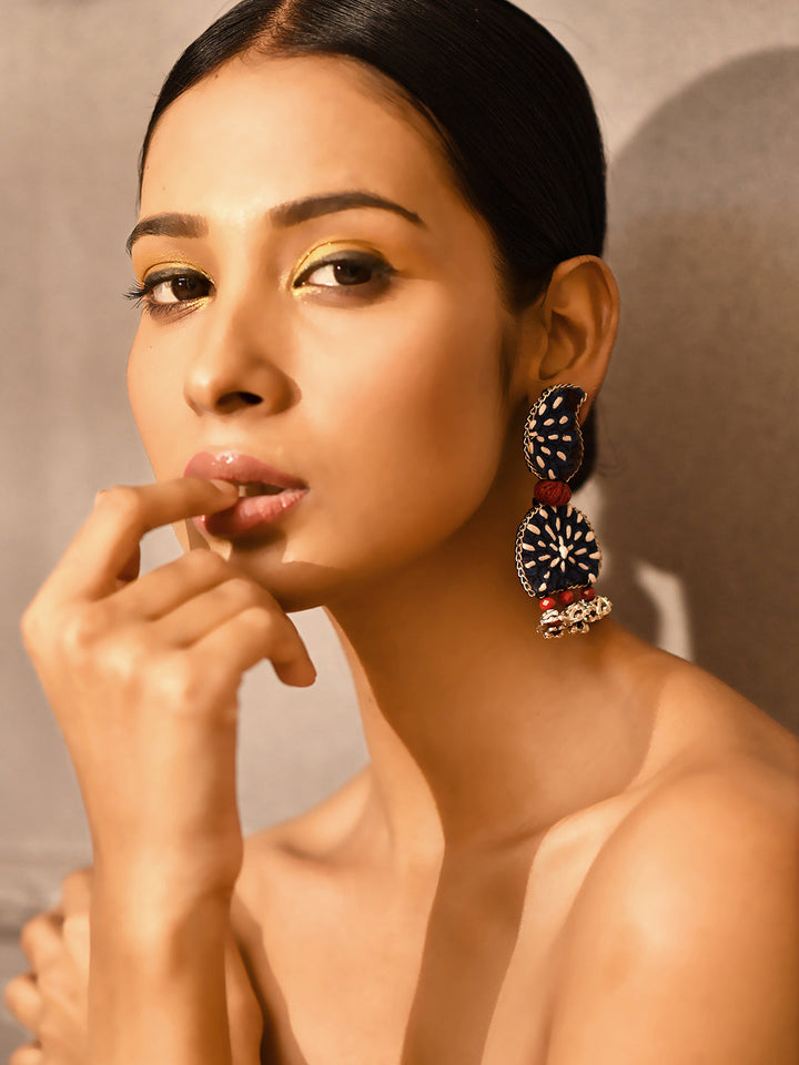ZERESOUQ-Nea-Zoi-Indigo-Paisley-Embroidered-Fabric-Earring