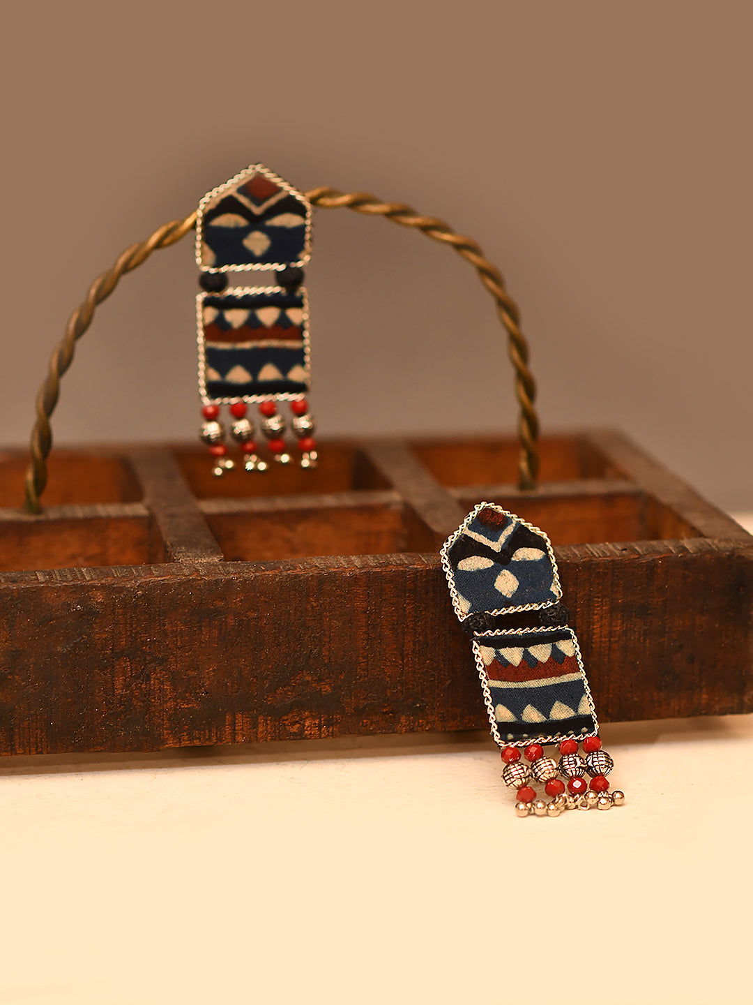 Nea-Zoi Panchkon Indigo Beaded Fabric Earrings