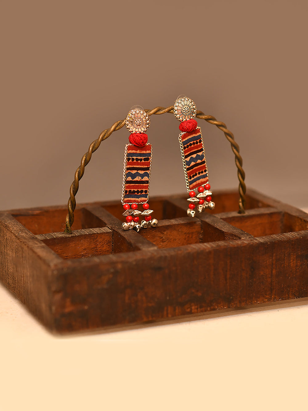 ZERESOUQ-Nea-Zoi-Red-Fun-Stripped-Handmade-Earrings