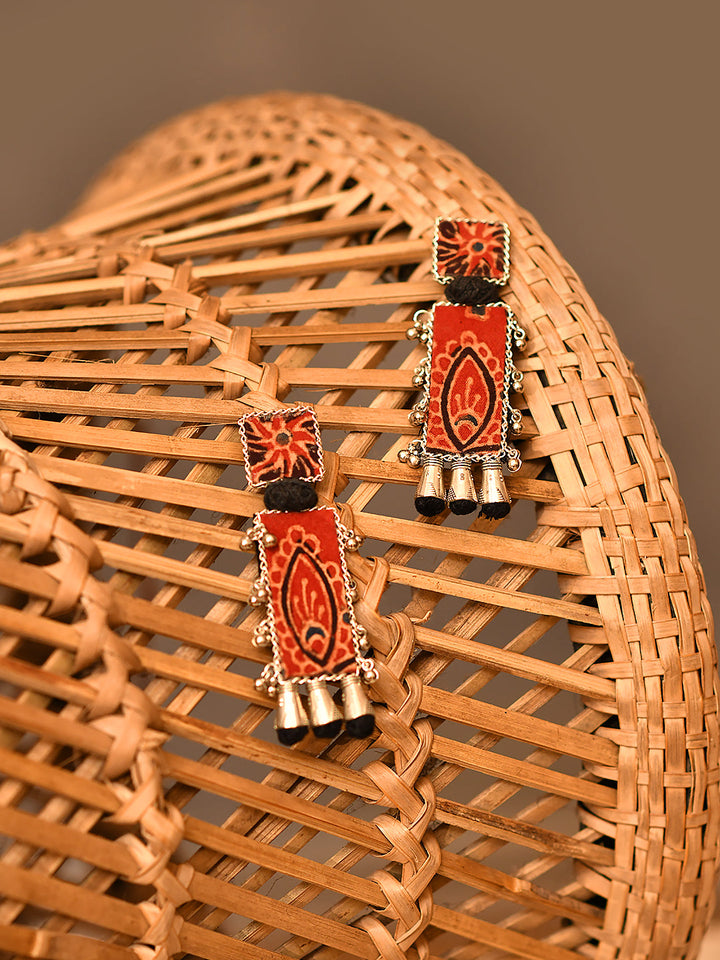 ZERESOUQ-Nea-Zoi-Red-&-Black-Printed-Handmade-Earrings