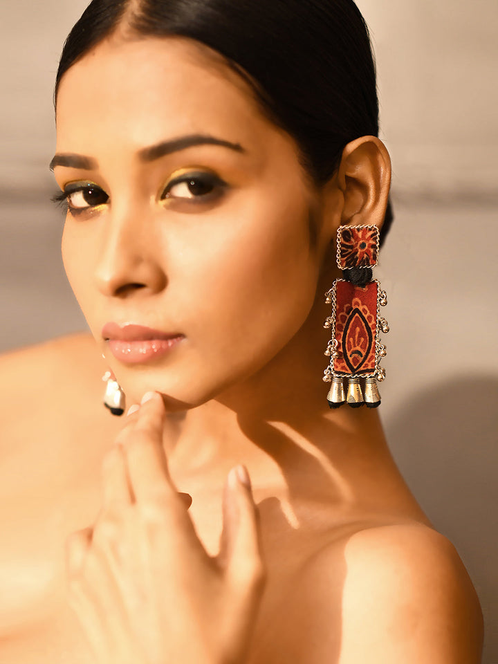 ZERESOUQ-Nea-Zoi-Red-&-Black-Printed-Handmade-Earrings