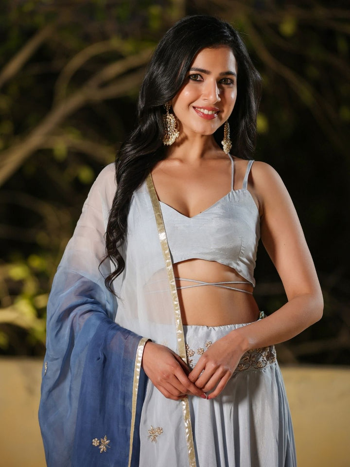 Neelma-White-&-Blue-Ombre-Muslin-Lehenga-Set