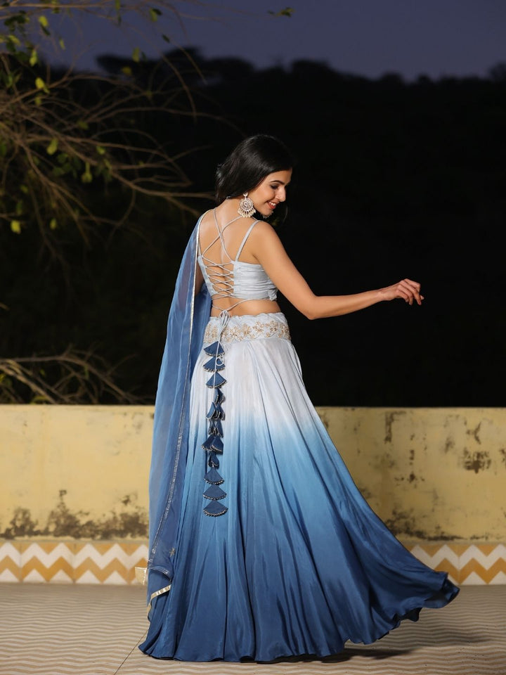 Neelma-White-&-Blue-Ombre-Muslin-Lehenga-Set