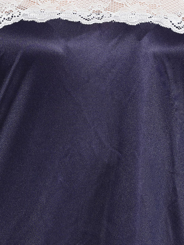 Nightslip With Lace In Navy