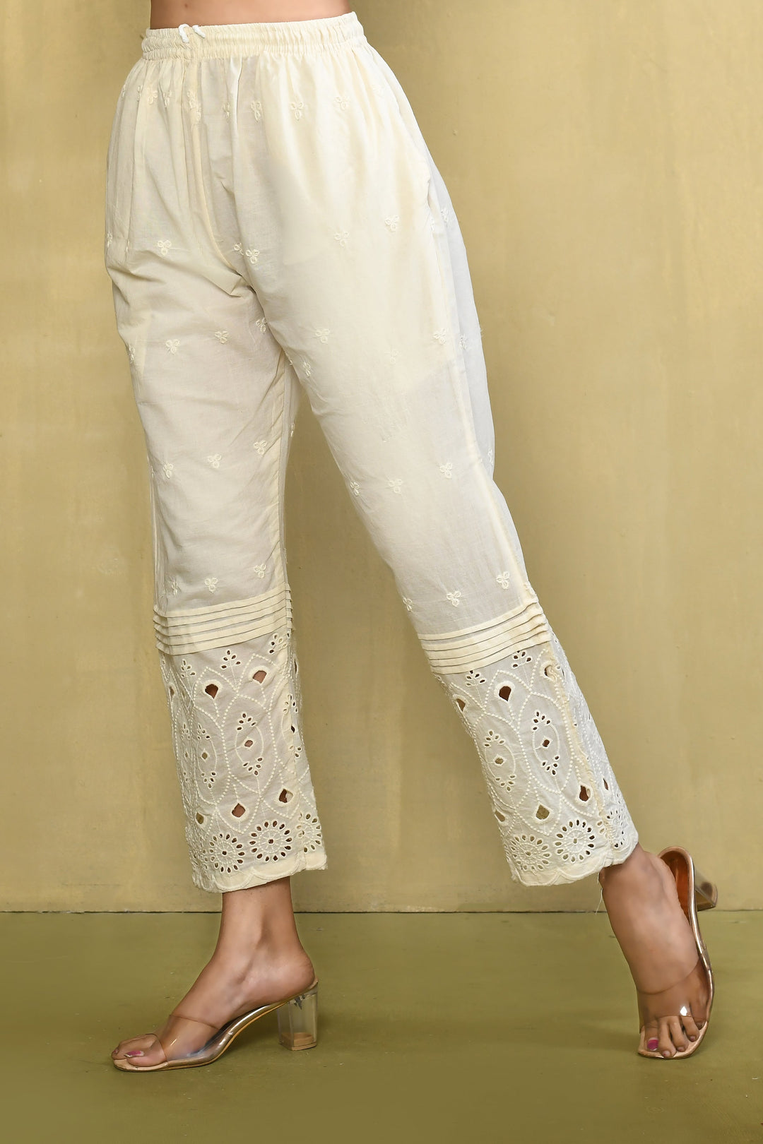ZERESOUQ-Off-White-Straight-Pant-With-Shciffli-Cutwork