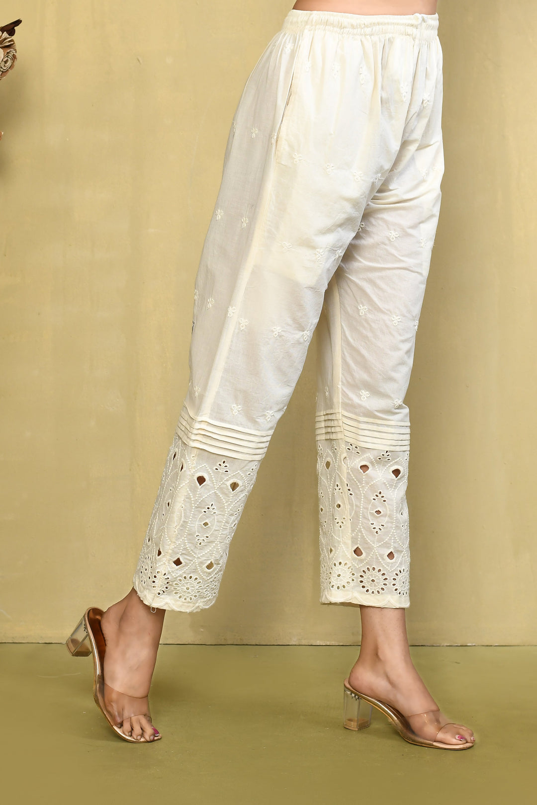 ZERESOUQ-Off-White-Straight-Pant-With-Shciffli-Cutwork