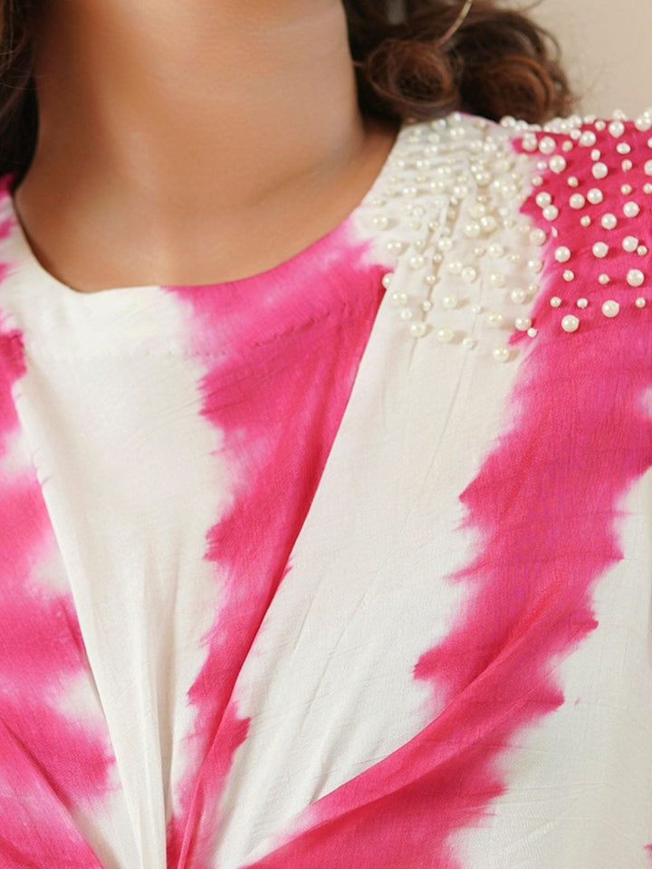 Off-White-&-Pink-Leheriya-Kaftan-With-Pants