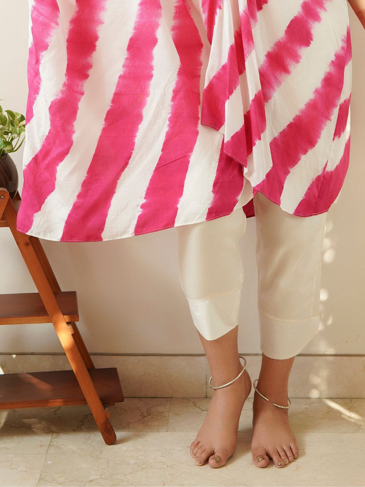 Off-White-&-Pink-Leheriya-Kaftan-With-Pants