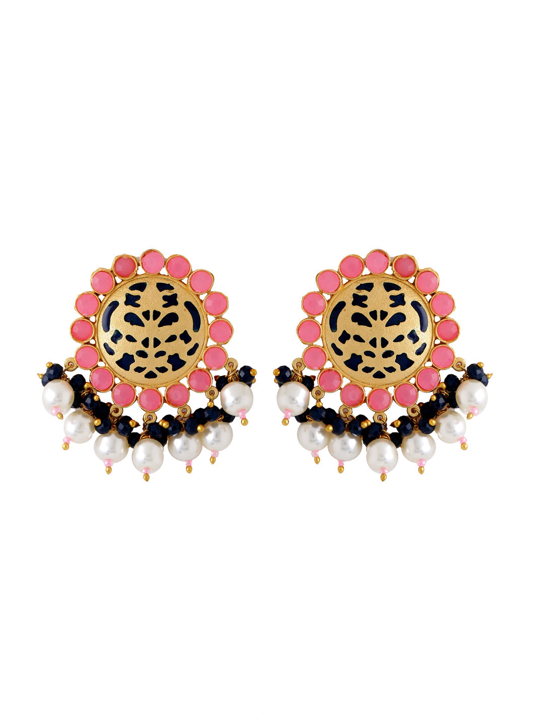 Pink-Gold-Matte-Brass-Stud-Earrings