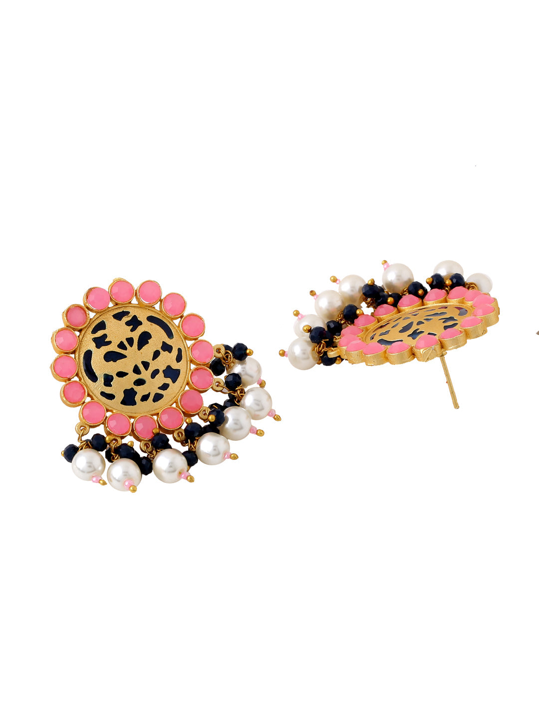 Pink-Gold-Matte-Brass-Stud-Earrings