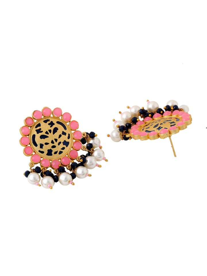 Pink-Gold-Matte-Brass-Stud-Earrings