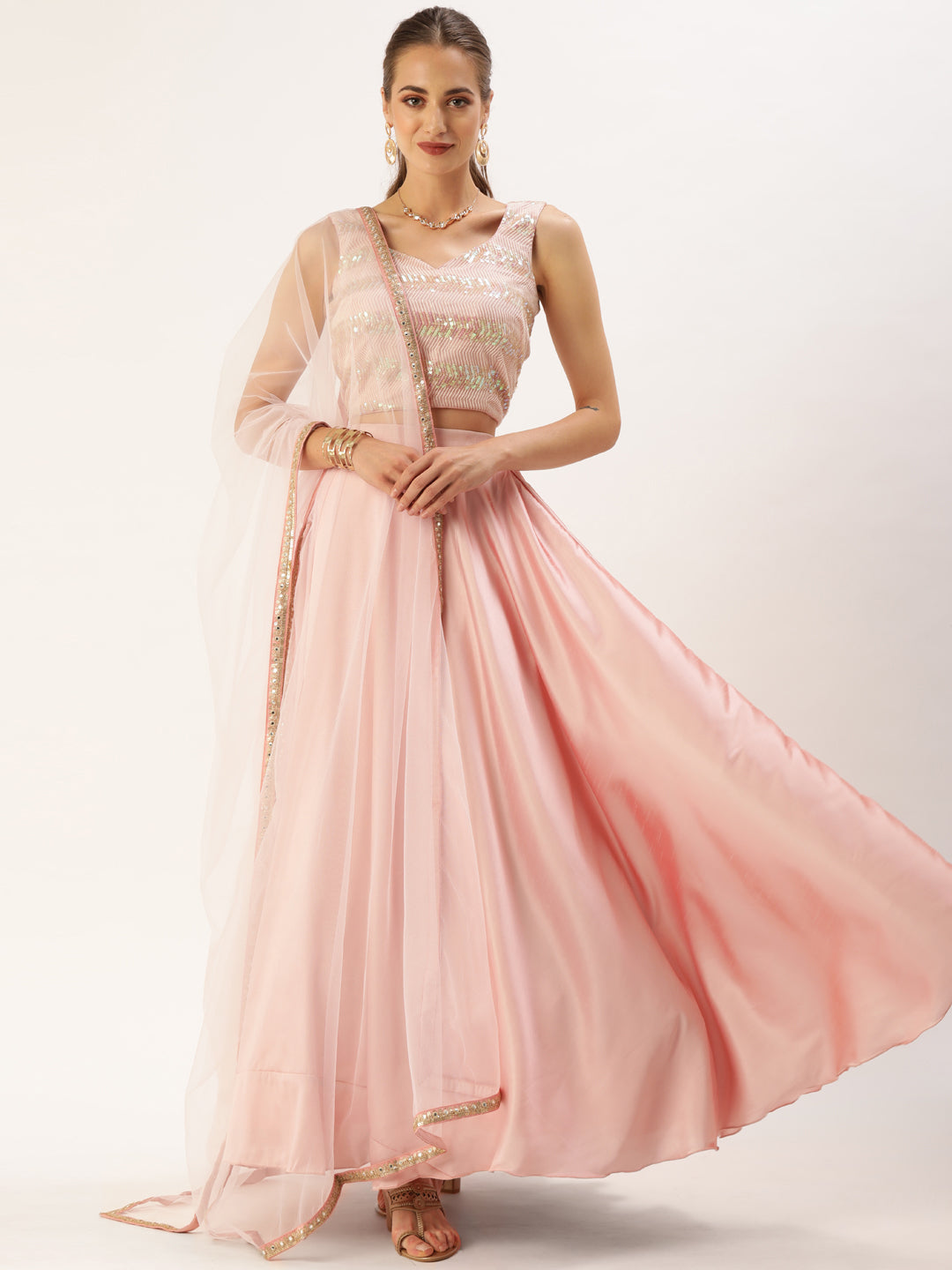 Pink-Silk-&-White-Net-Embroidered-Lehenga-Set