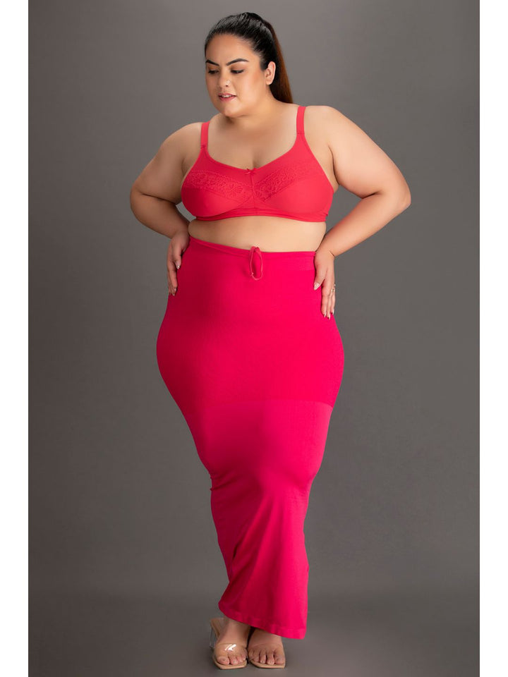 Pink Spandex Saree Shapewear with Drawstring