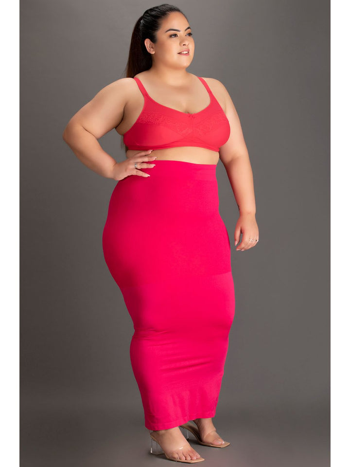 Pink Spandex Saree Shapewear with Drawstring