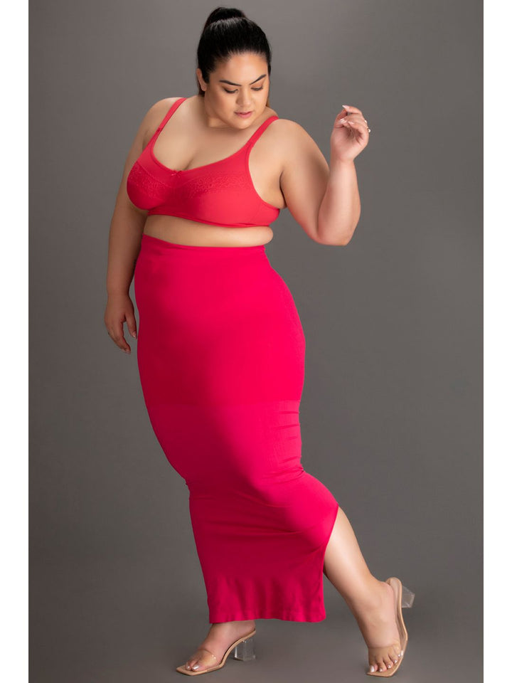 Pink Spandex Saree Shapewear with Drawstring
