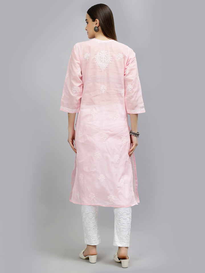 Pink-Terivoil-Hand-Embroidered-Lucknowi-Chikankari-Kurti
