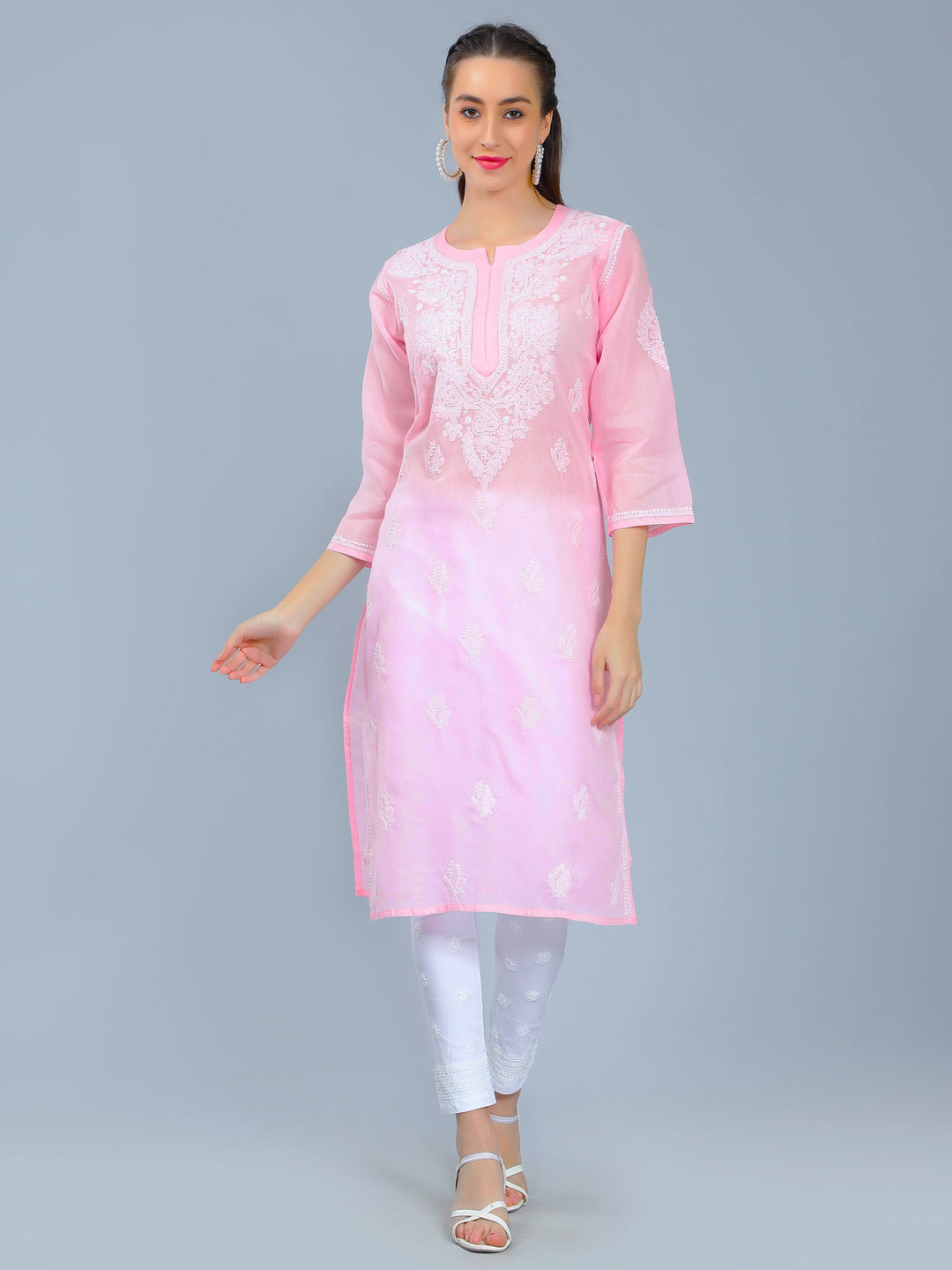 Pink-Terivoile-Cotton-Chikan-Straight-Kurta