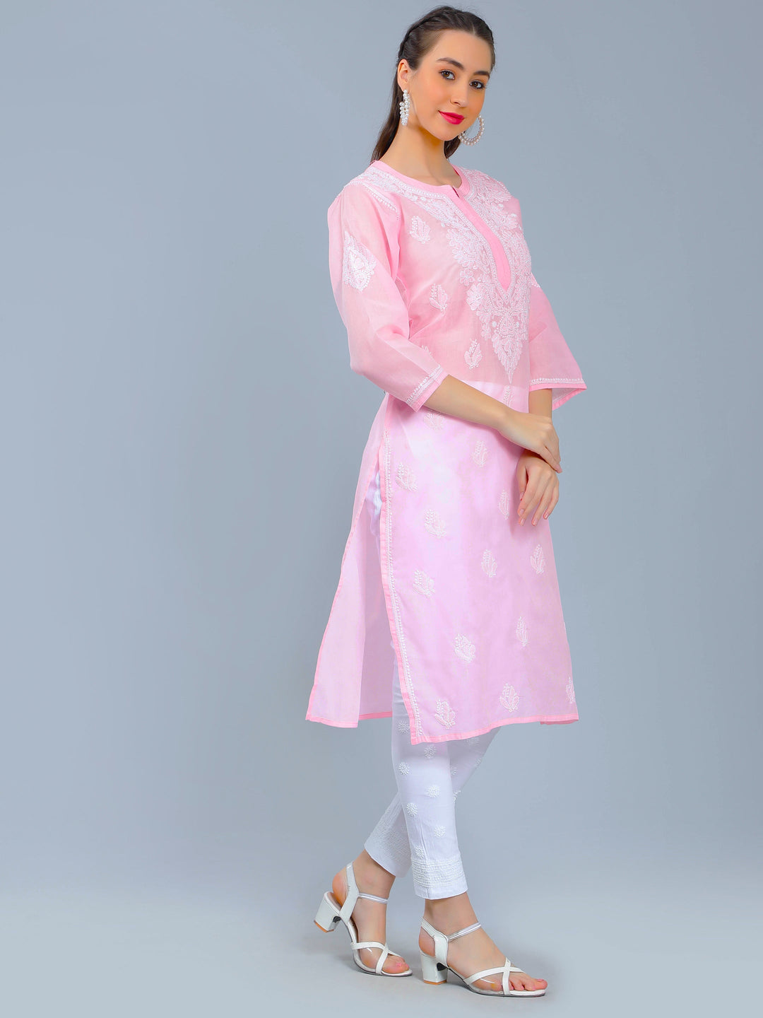 Pink-Terivoile-Cotton-Chikan-Straight-Kurta