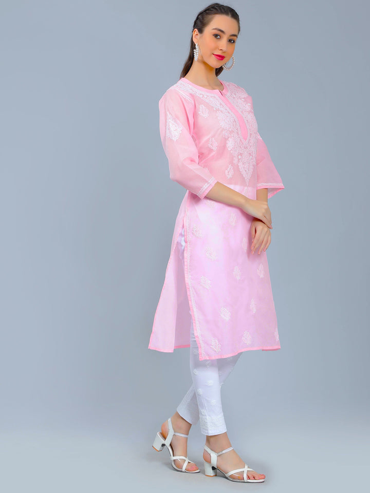 Pink-Terivoile-Cotton-Chikan-Straight-Kurta