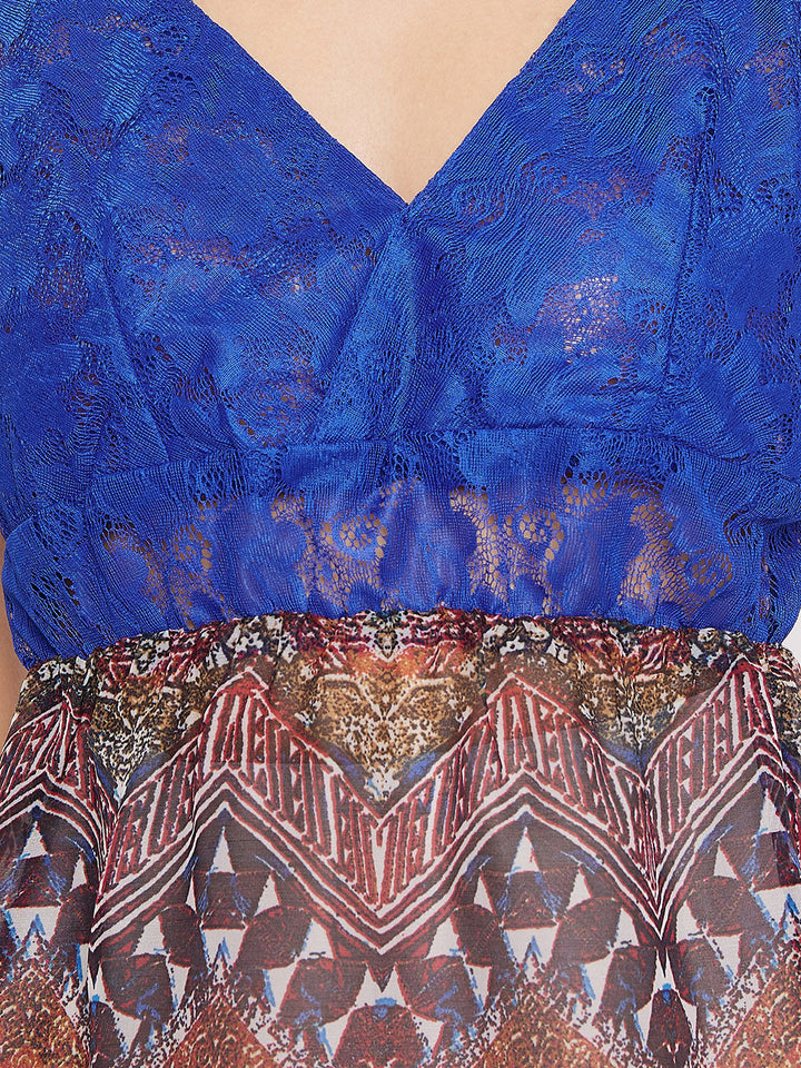 Print Me Pretty Babydoll In Blue