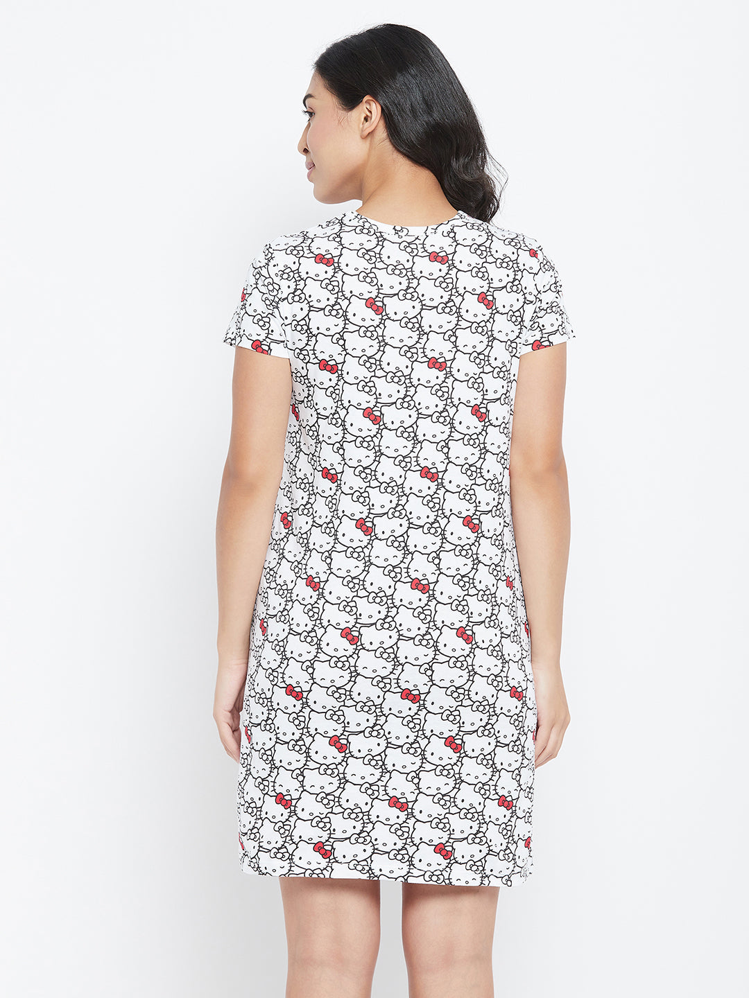 Print-Short-Night-Dress-In-White