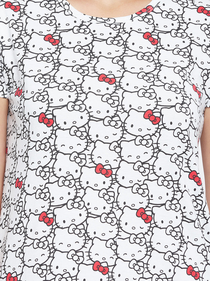 Print-Short-Night-Dress-In-White