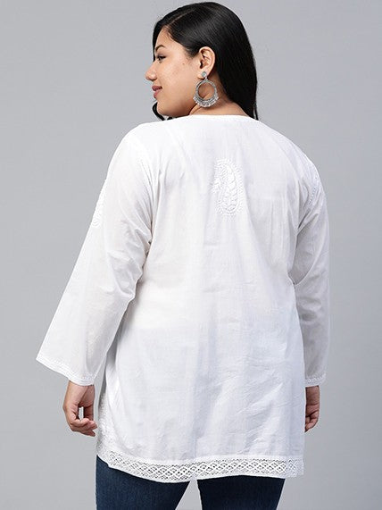 Pure White Cotton Chikankari Tunic Kurta