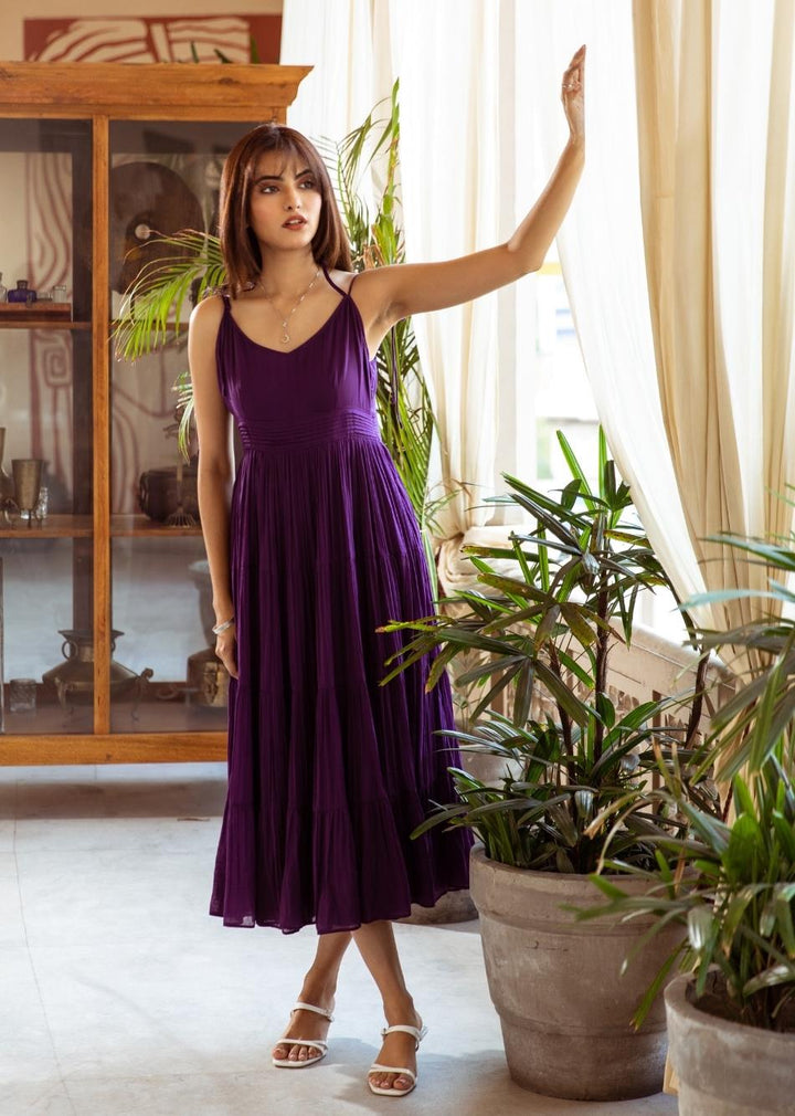 Purple Mulmul Strappy Maxi Dress