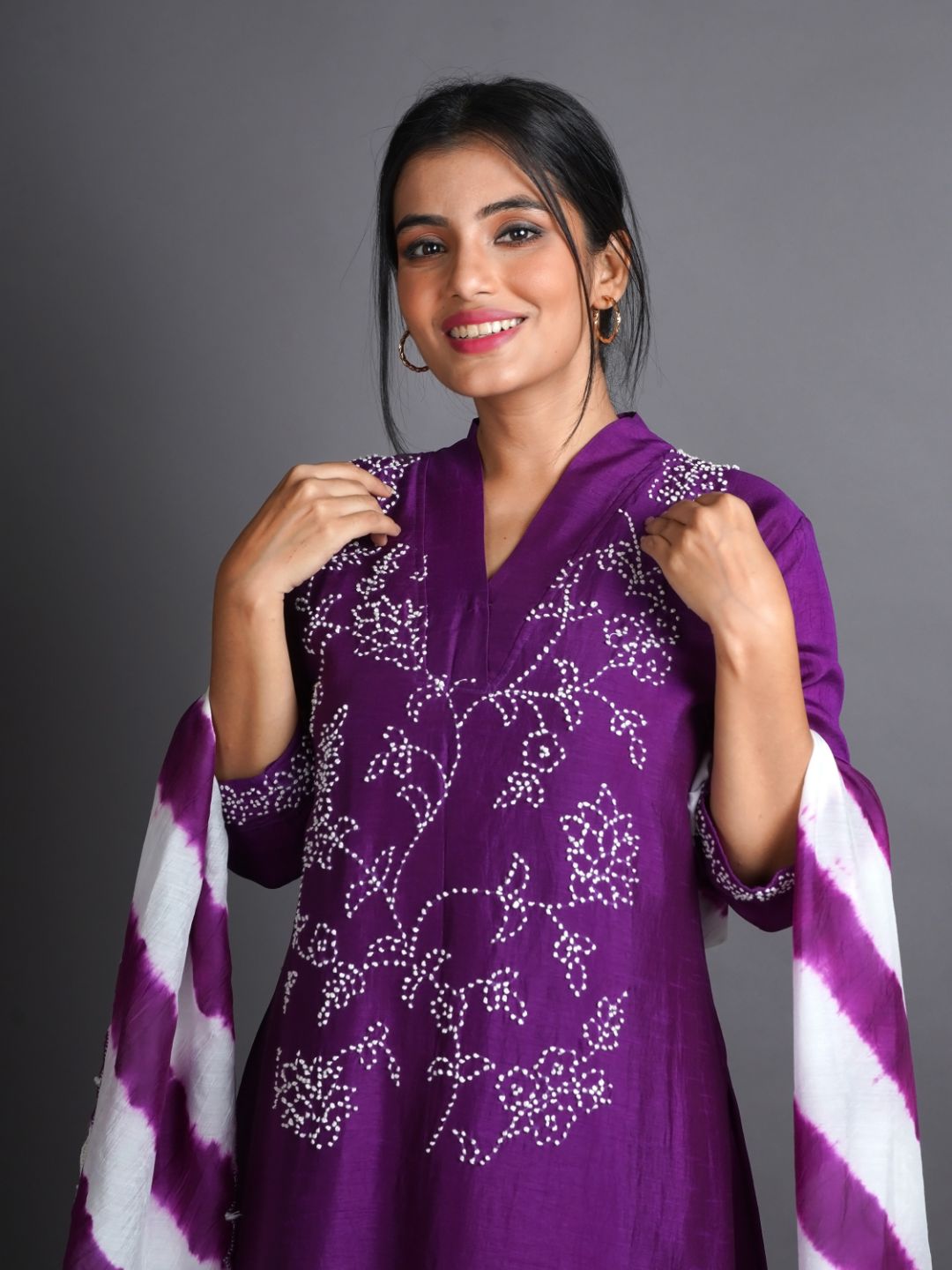Purple-Silk-Suit-Set-With-Leheriya-Dupatta