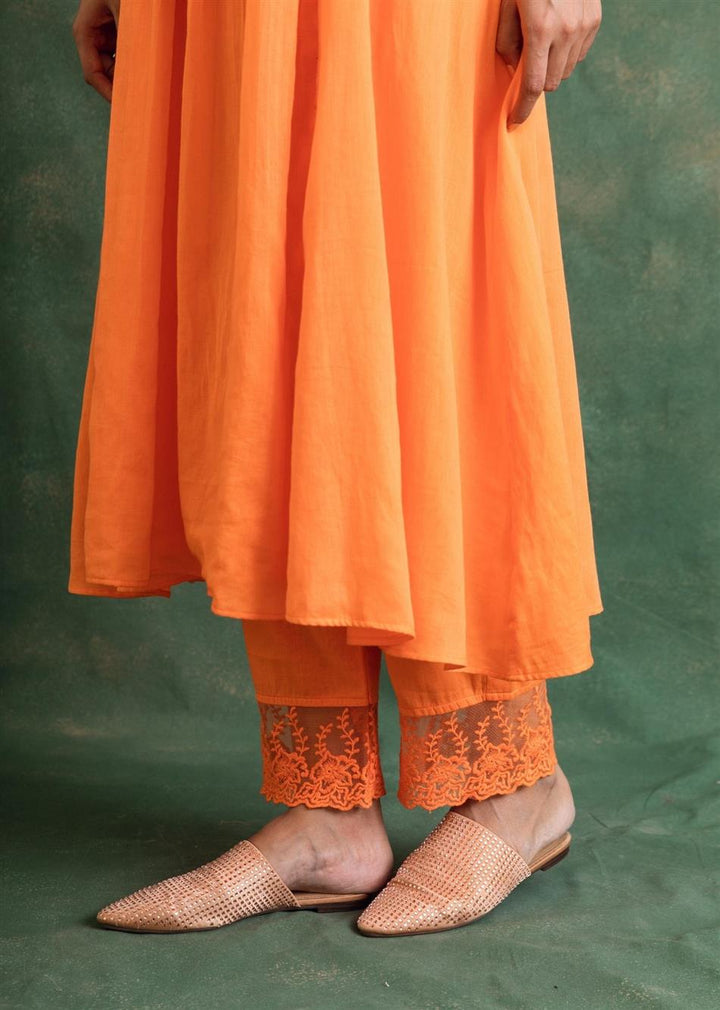 Rangrezee Candy Orange Anarkali Set (Set Of 3)
