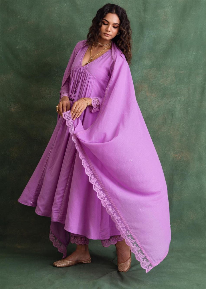 Rangrezee Lavender Anarkali Set (Set Of 3)