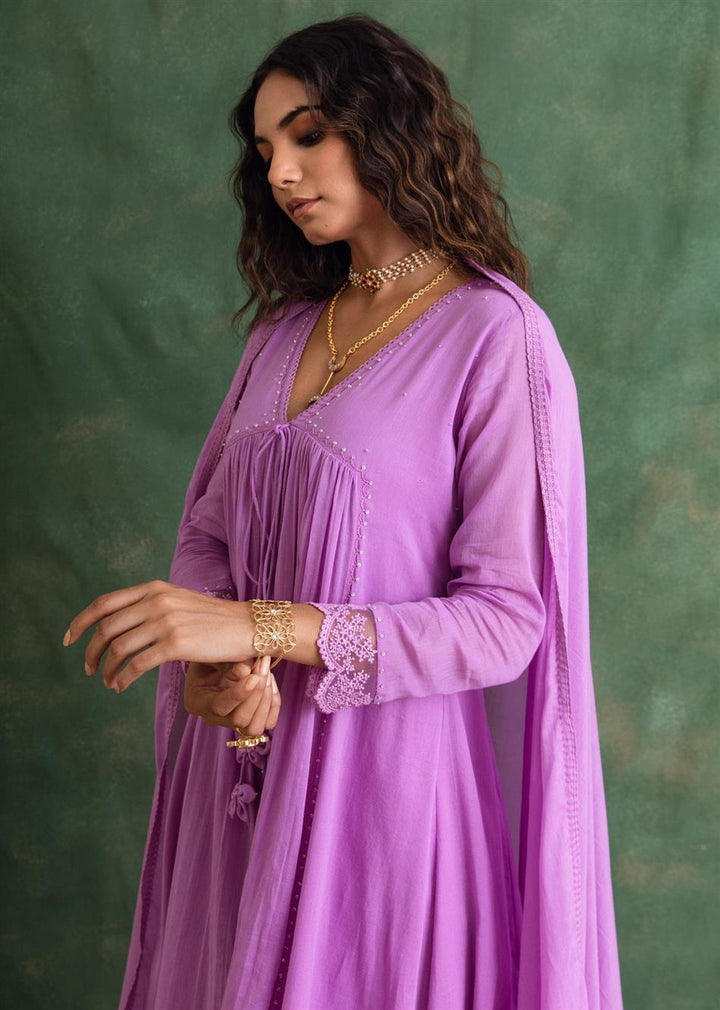 Rangrezee Lavender Anarkali Set (Set Of 3)