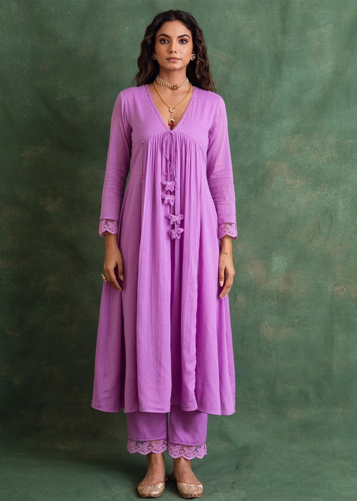 Rangrezee Lavender Anarkali Set (Set Of 3)