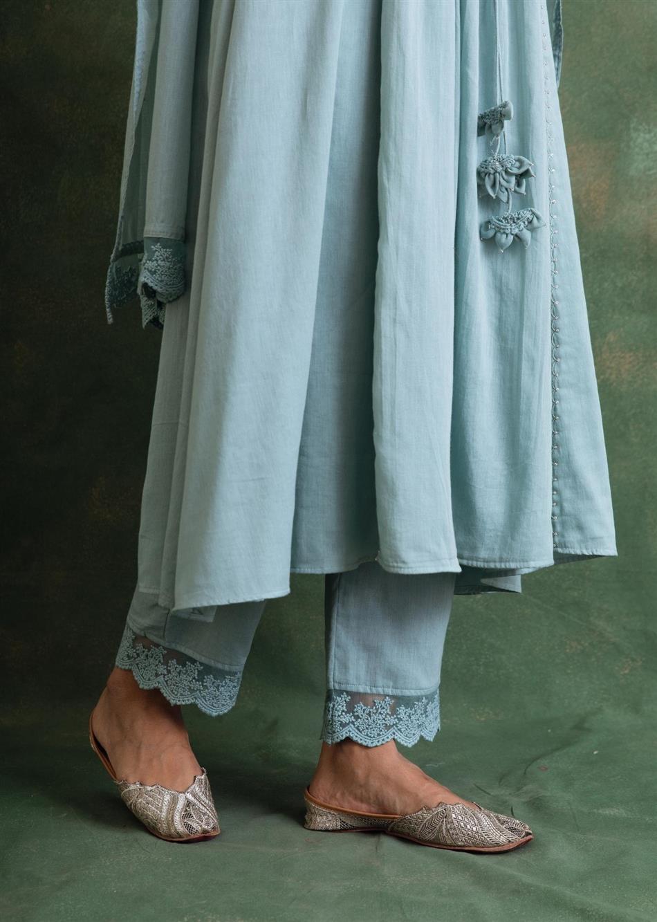 Rangrezee Powder Blue Anarkali Set (Set Of 3)