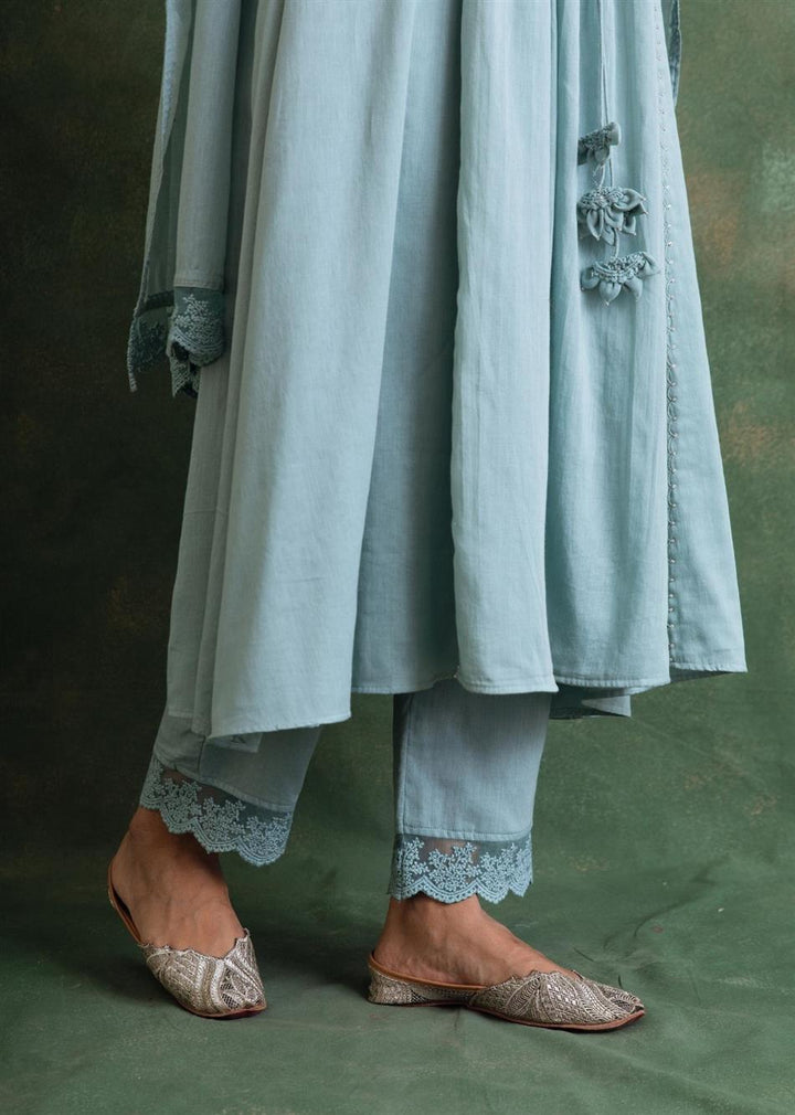 Rangrezee Powder Blue Anarkali Set (Set Of 3)