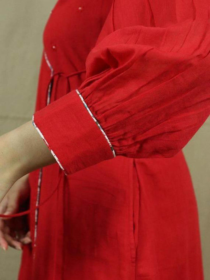 Red-Angrakha-Kurta-And-Pants-Set-(Set-Of-3)