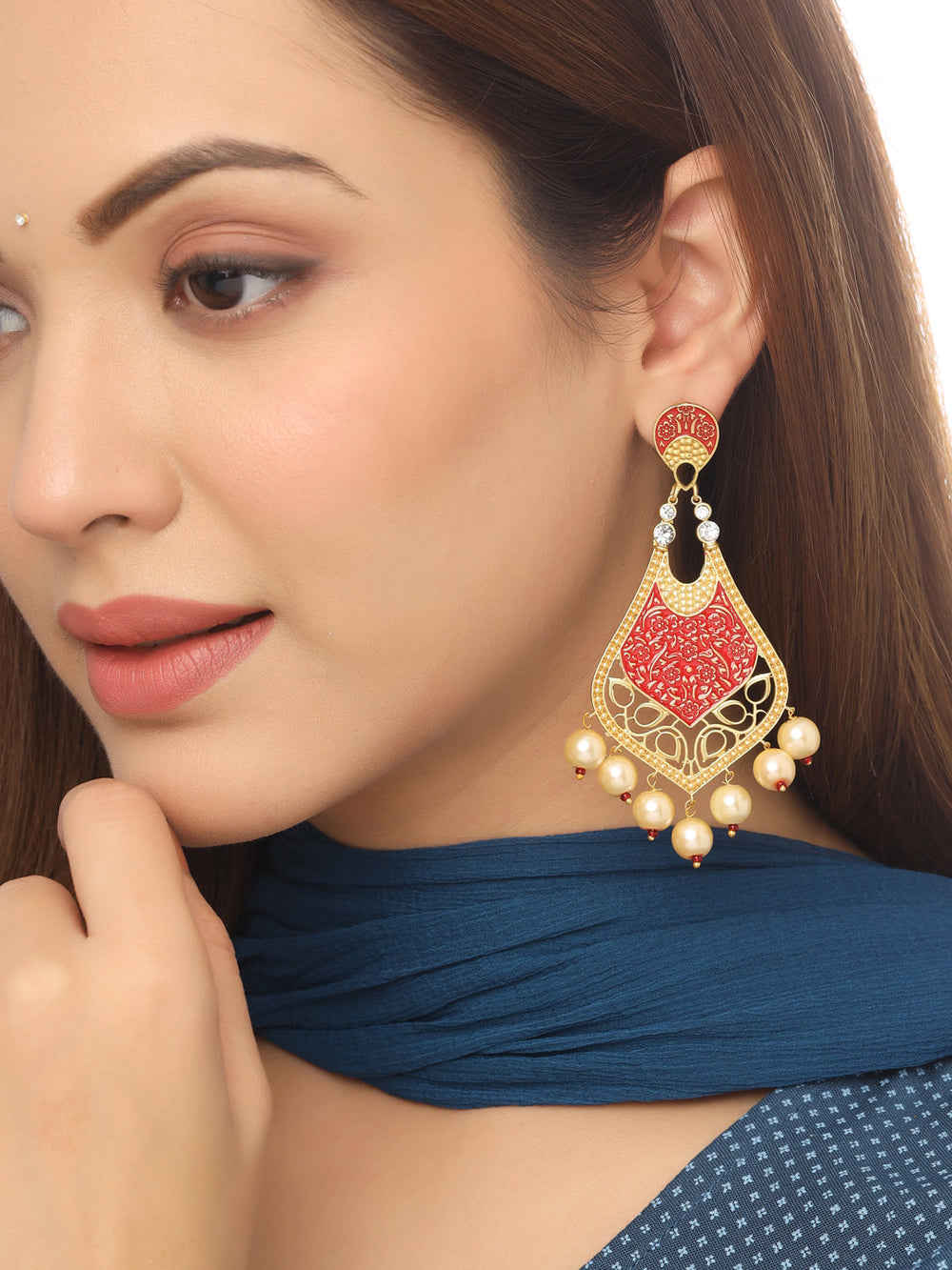 Red-Gold-Matte-Brass-Drop-&-Danglers