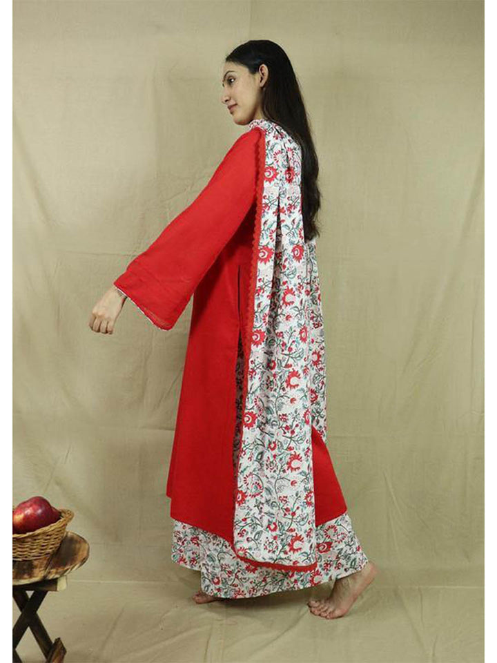 Red-Loose-Kurta-Palazzo-&-Dupatta