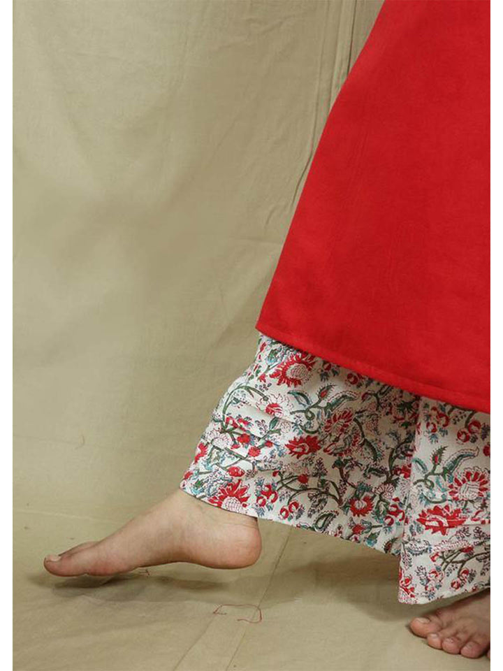 Red-Loose-Kurta-Palazzo-&-Dupatta