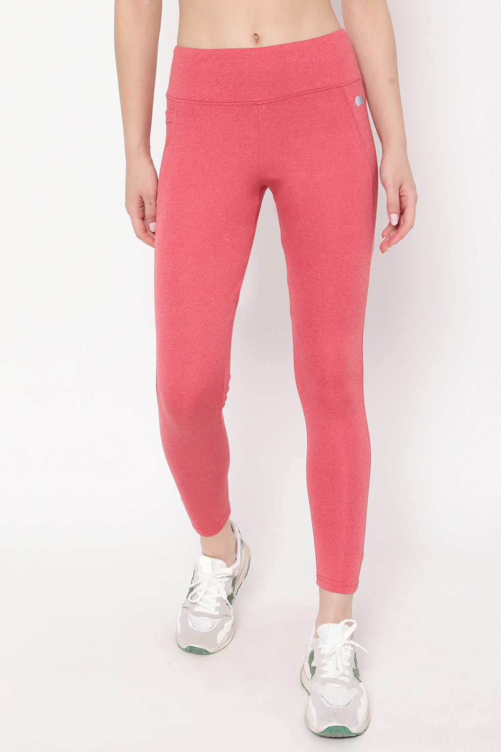 Red Melange High-Rise Active Tights with Side Pockets
