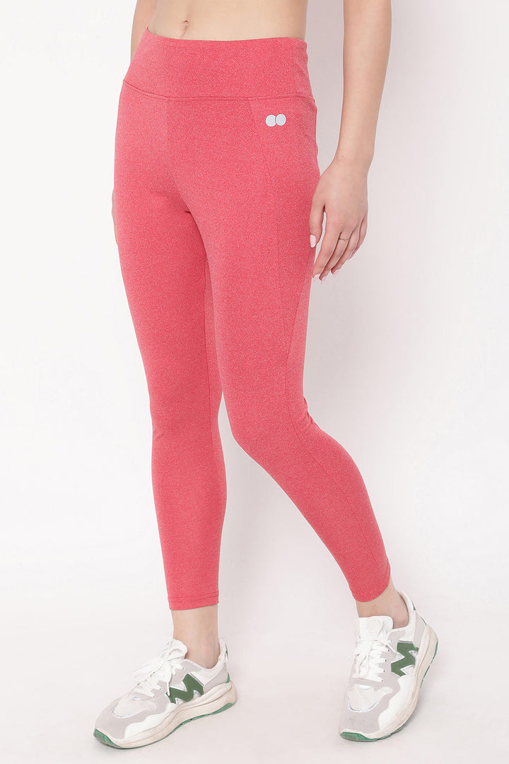Red Melange High-Rise Active Tights with Side Pockets