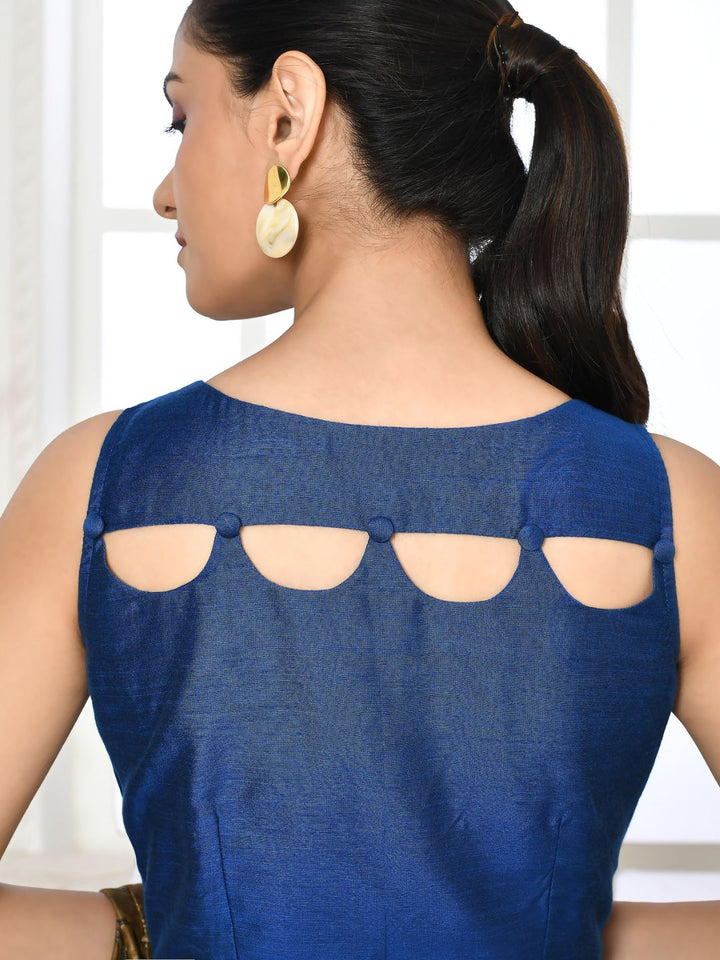 ZERESOUQ-Royal-Blue-Elbow-Length-Scallop-Neck-Blouse