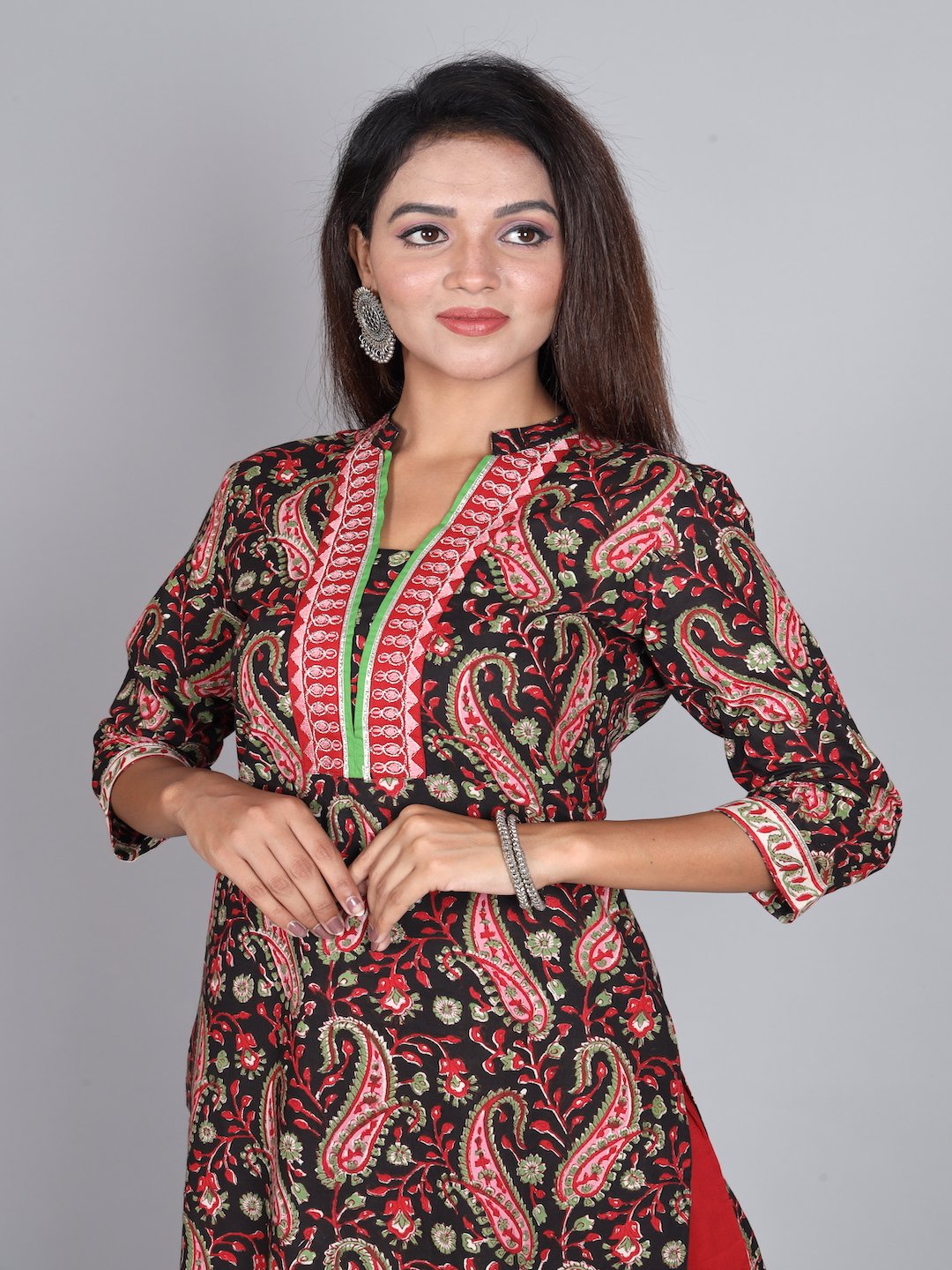 Rozana Black & Red Chiffon Dupatta Set