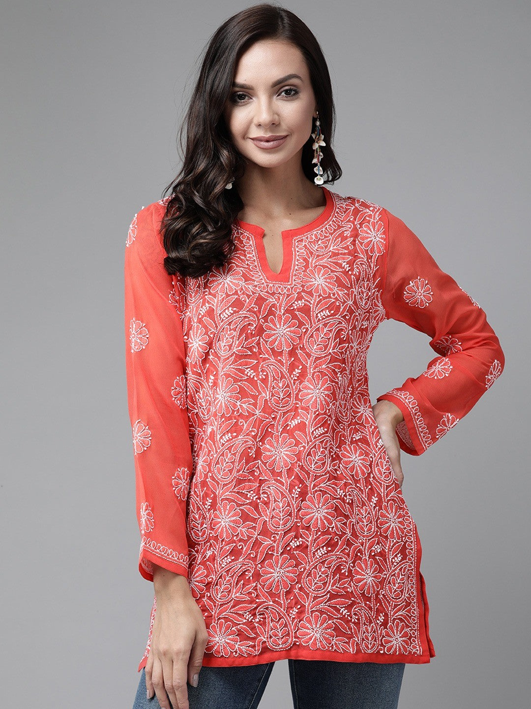 Rust-Straight-Chikan-Kurti-Only