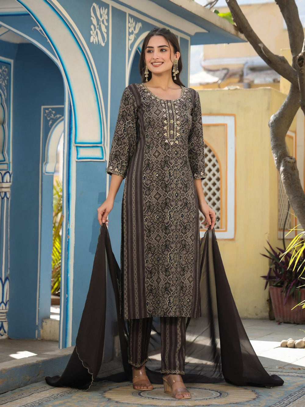 Sanari-Brown-Chanderi-Kurta-Set-with-Dupatta