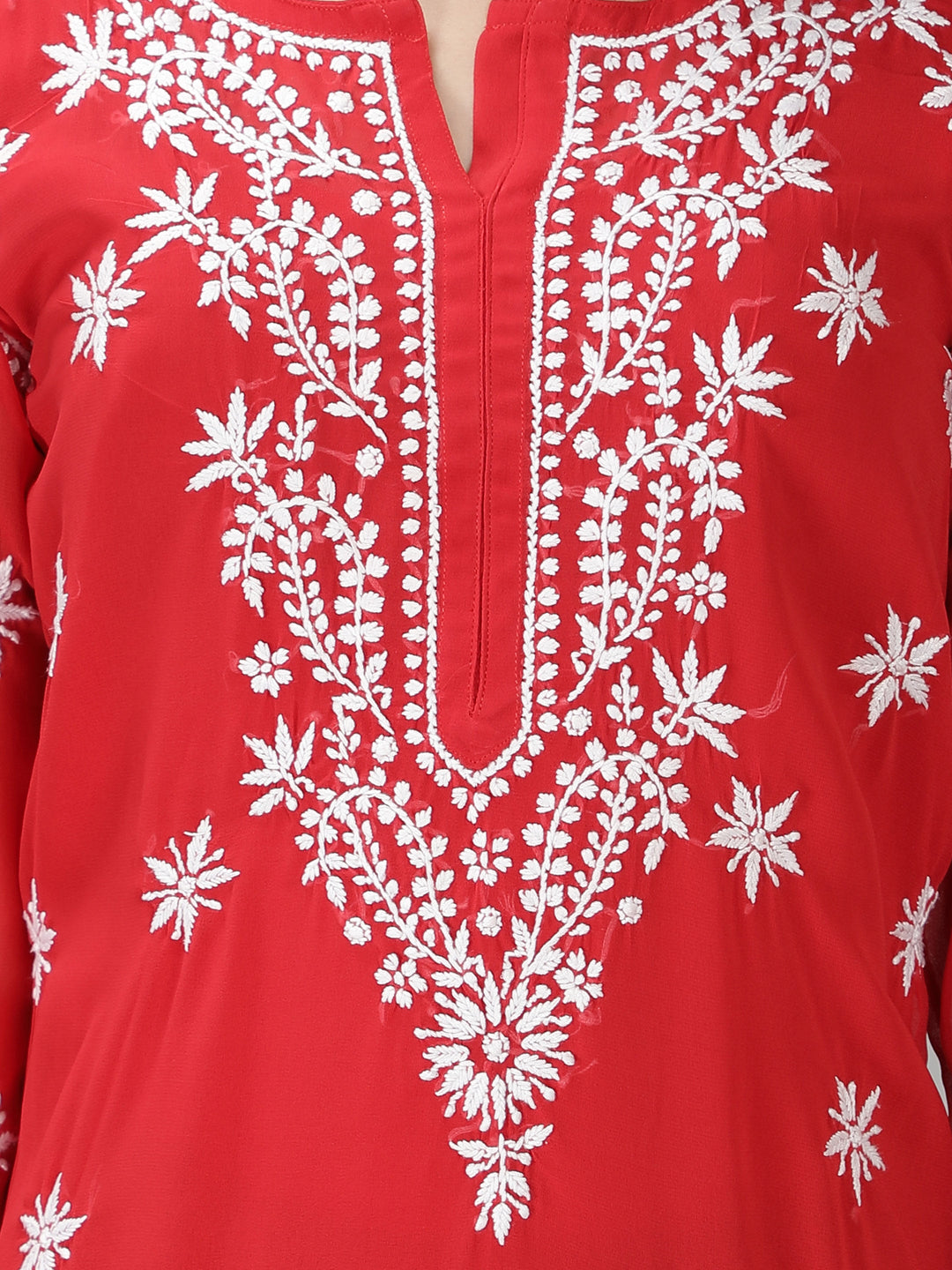 Scarlet Red Georgette Kurta with Inner Slip