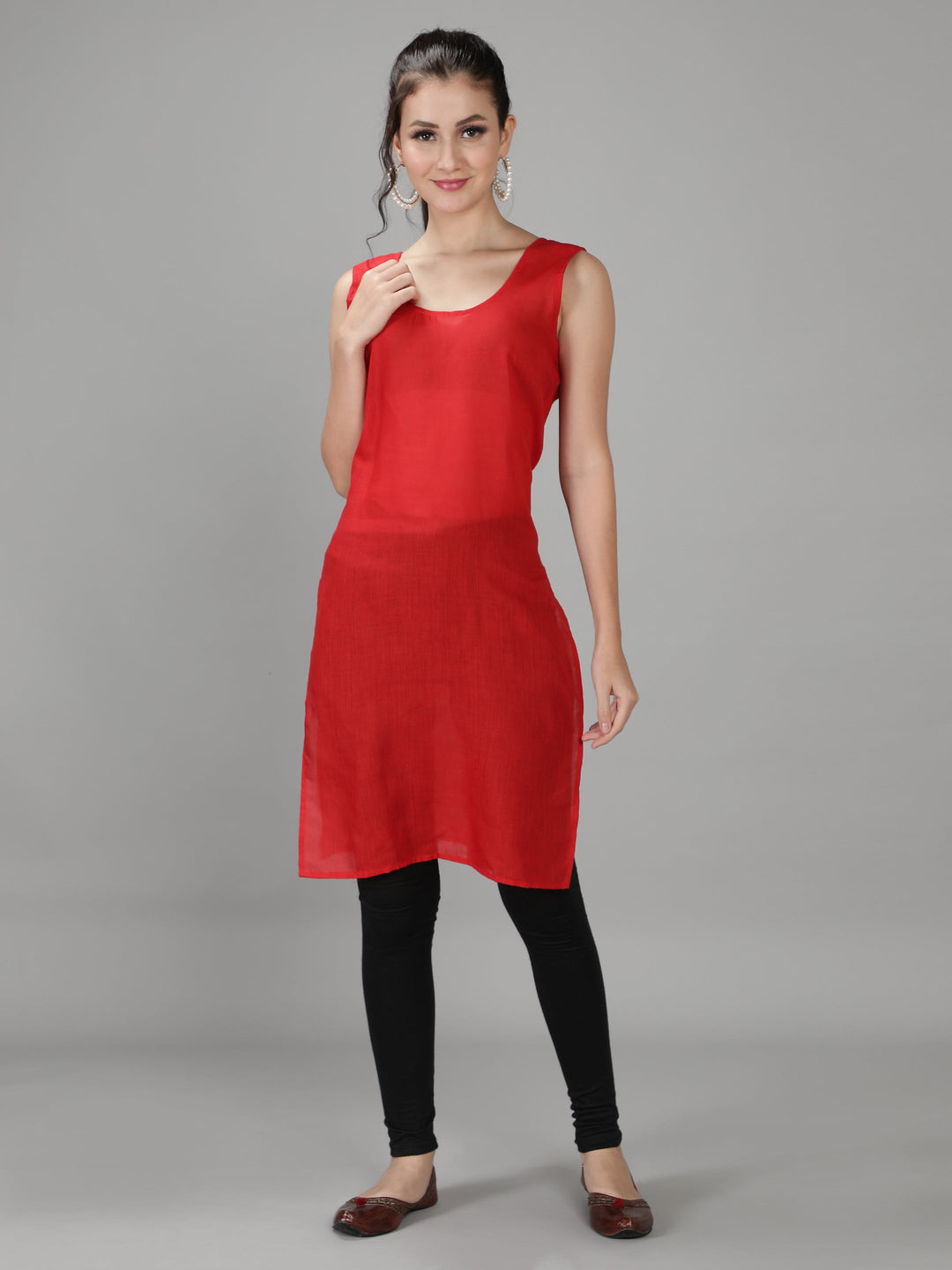 Scarlet Red Georgette Kurta with Inner Slip