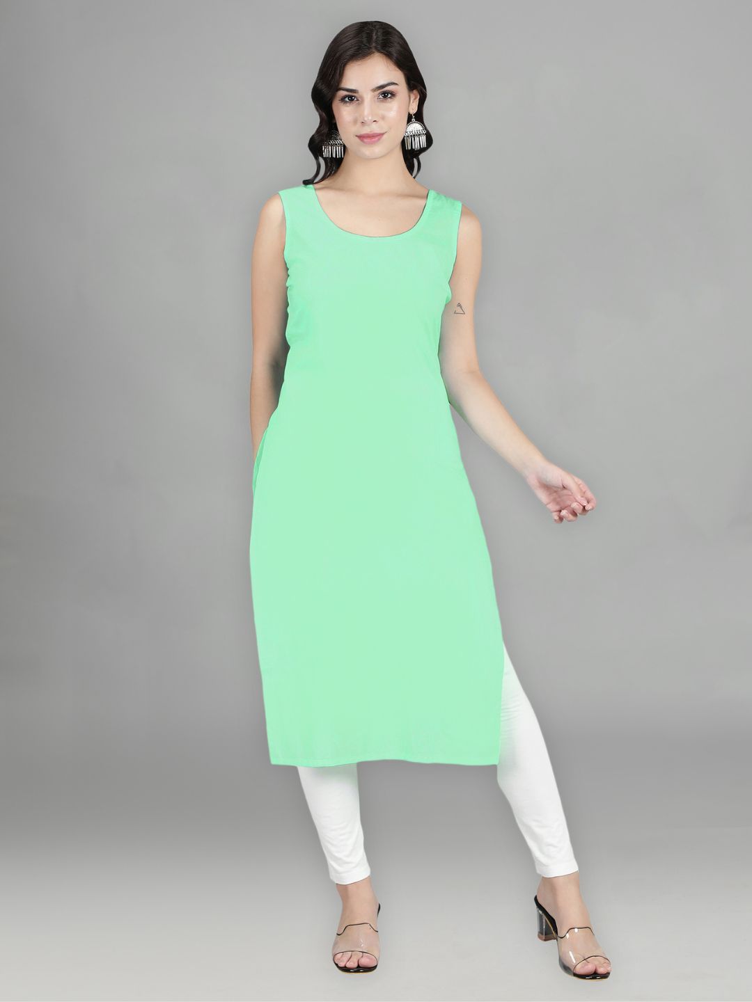 Sea Green Cotton Long Slip for Chikankari Kurta