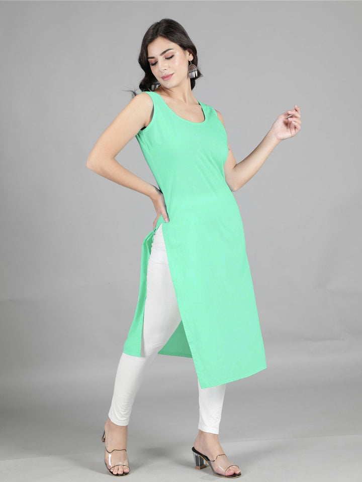 Sea Green Cotton Long Slip for Chikankari Kurta